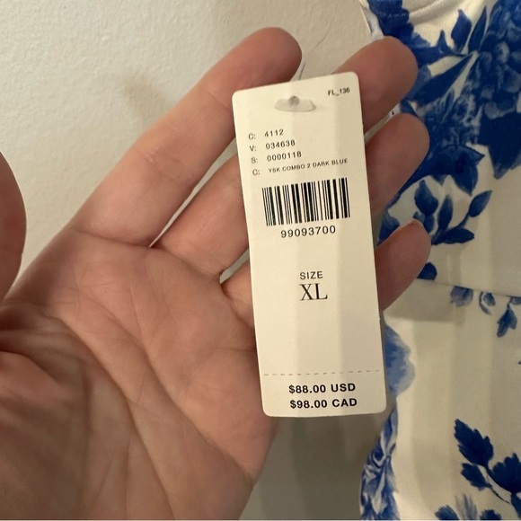 Maeve by Anthropologie Women’s Square Neck Peplum Floral Blue Tank Top Sz XL NWT - Picture 4 of 10